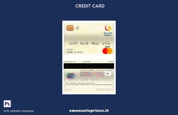 stile verificato Modello di carta di debito principale della banca Colombia Banc
